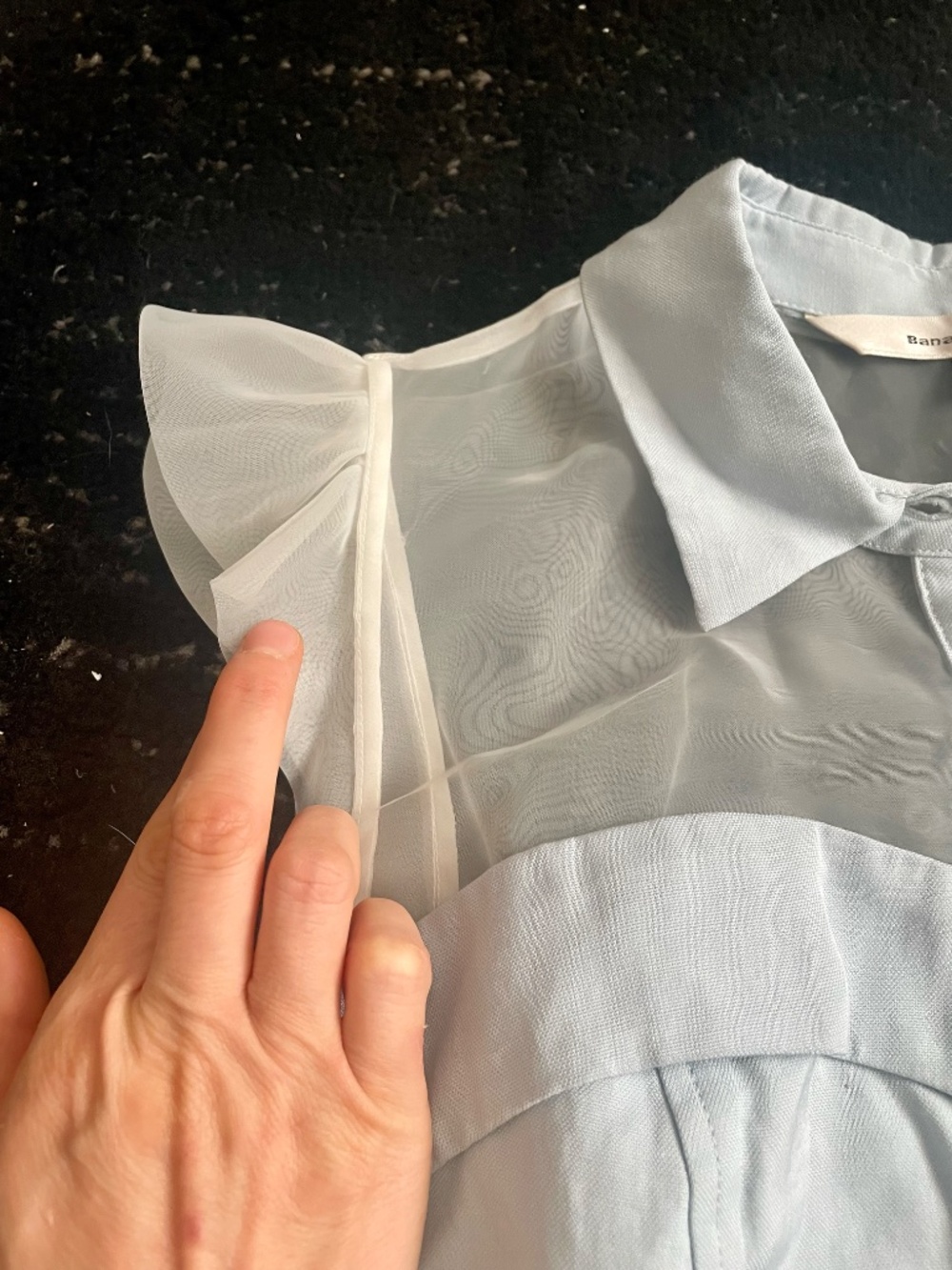 Baby Blue Corset Top | Sheer Organza Flutter Sleeves | Button Front K-Fashion S - Picture 6 of 9